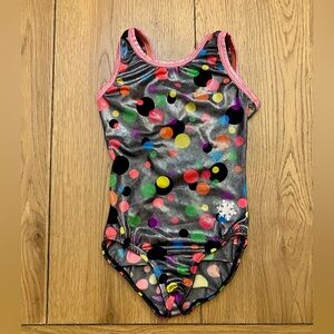 Gymnastics Leotard metallic polka dots Child Medium